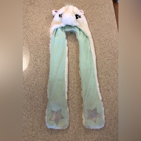 Justice Unicorn Light Up Hat Scarf Mittens White - Picture 1 of 16
